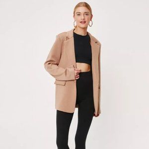 Nasty Gal Neoprene Tailored Oversized Front Pocket Blazer